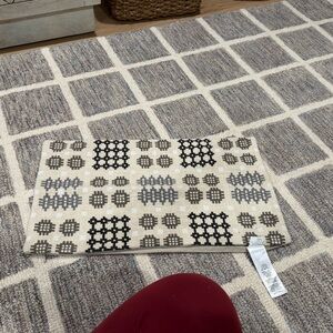 West Elm Cream pillow cover with Black, brown, and Gray Geometric Motif